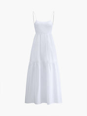 Dames Maxi Jurk Rugdecolleté Effen Geweven Stof - Zwart / Wit / Rood - Maelen