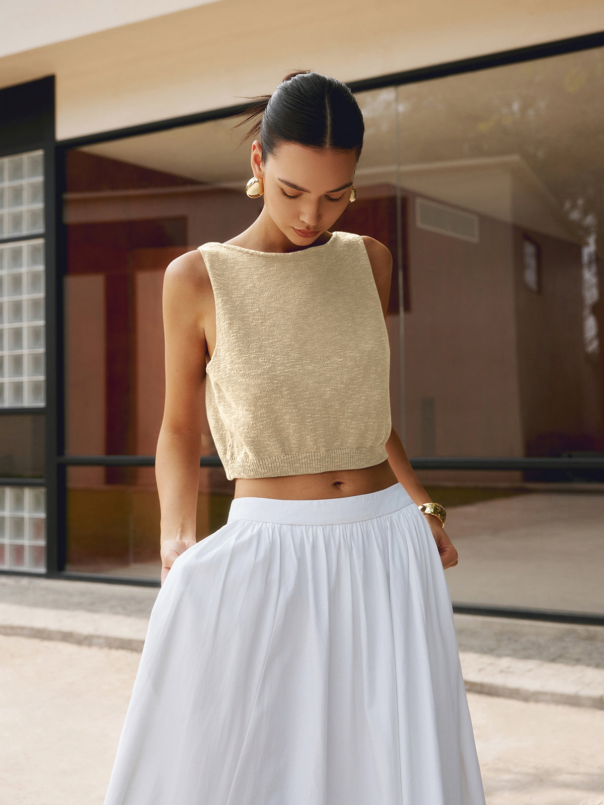 Gebreide Crop Top Dames - Isabella Bellamore