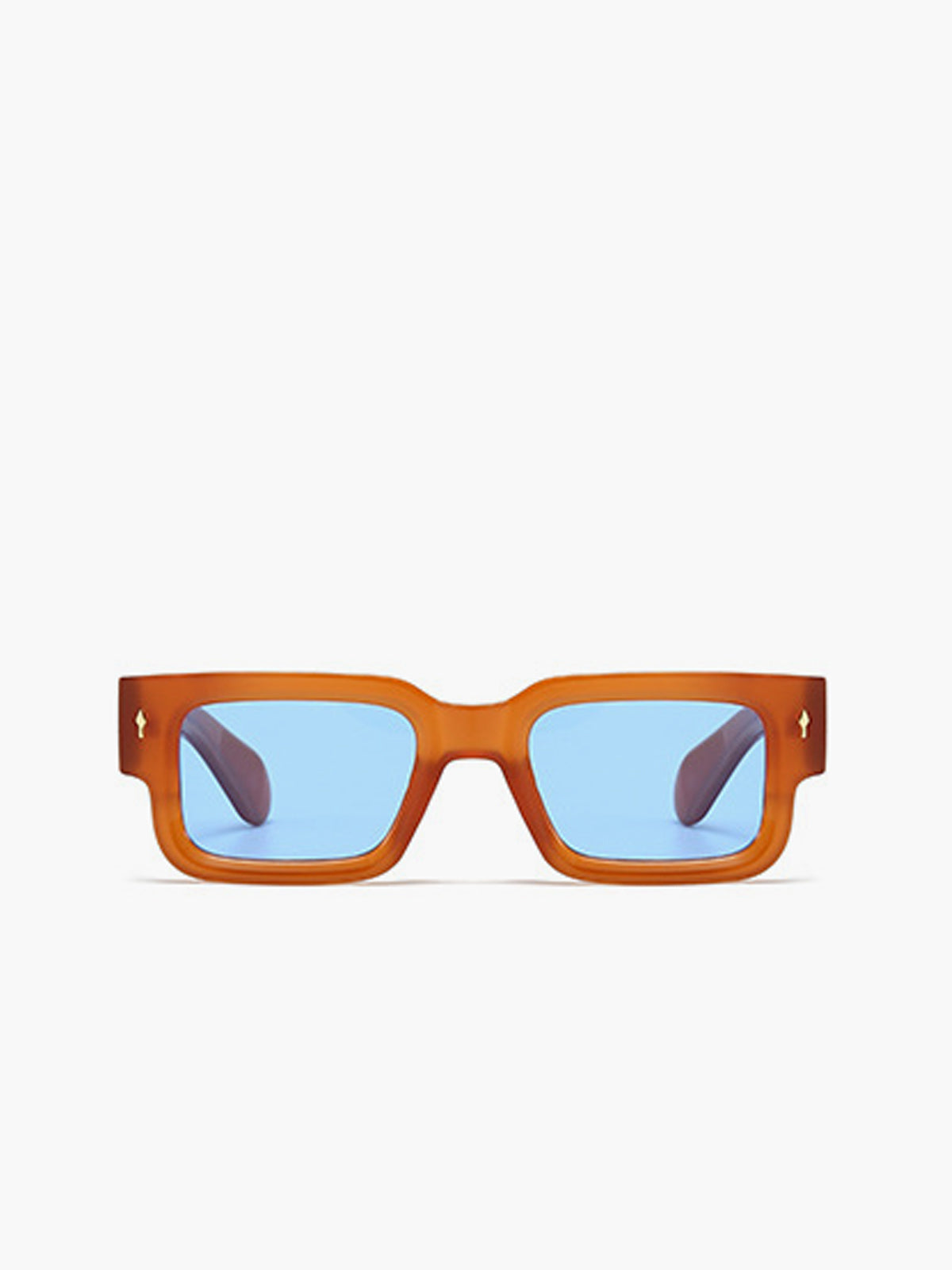 Retro Zonnebril Dames met Oranje Montuur en Blauwe Glazen en UV400 - Oranje - Maelen