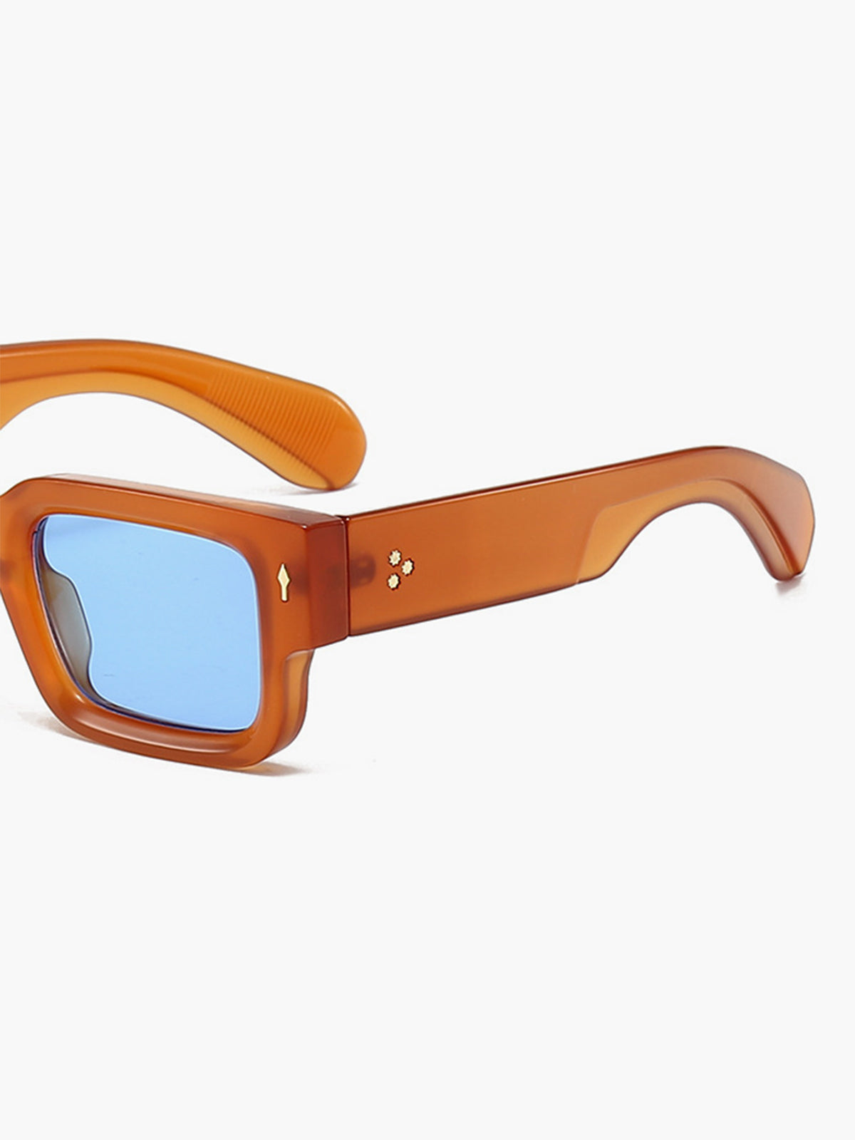 Retro Zonnebril Dames met Oranje Montuur en Blauwe Glazen en UV400 - Oranje - Maelen