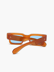 Retro Zonnebril Dames met Oranje Montuur en Blauwe Glazen en UV400 - Oranje - Maelen