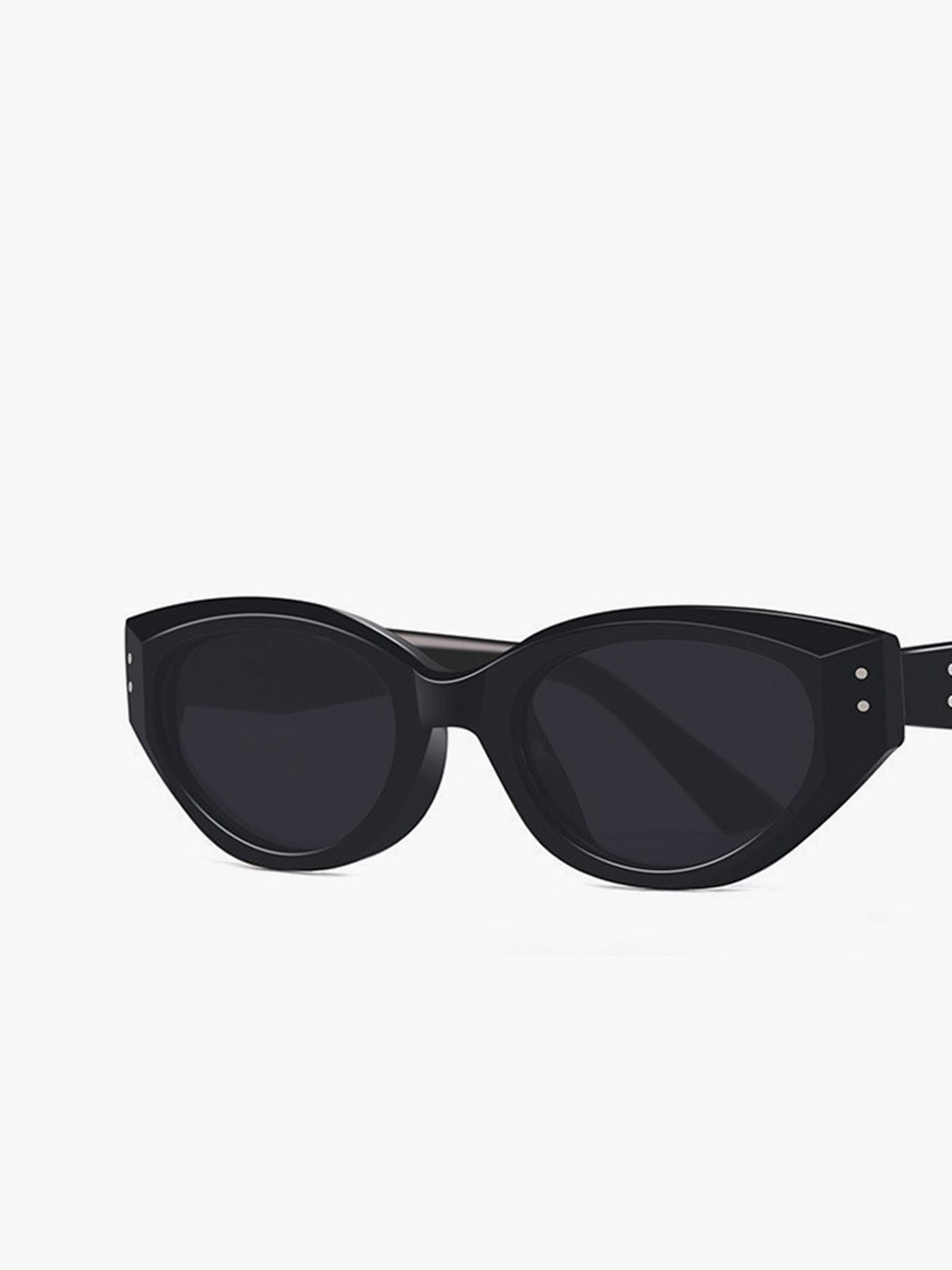 Kleine Cat Eye Zonnebril Dames met Smal Zwart Montuur en UV400 - Zwart - Maelen