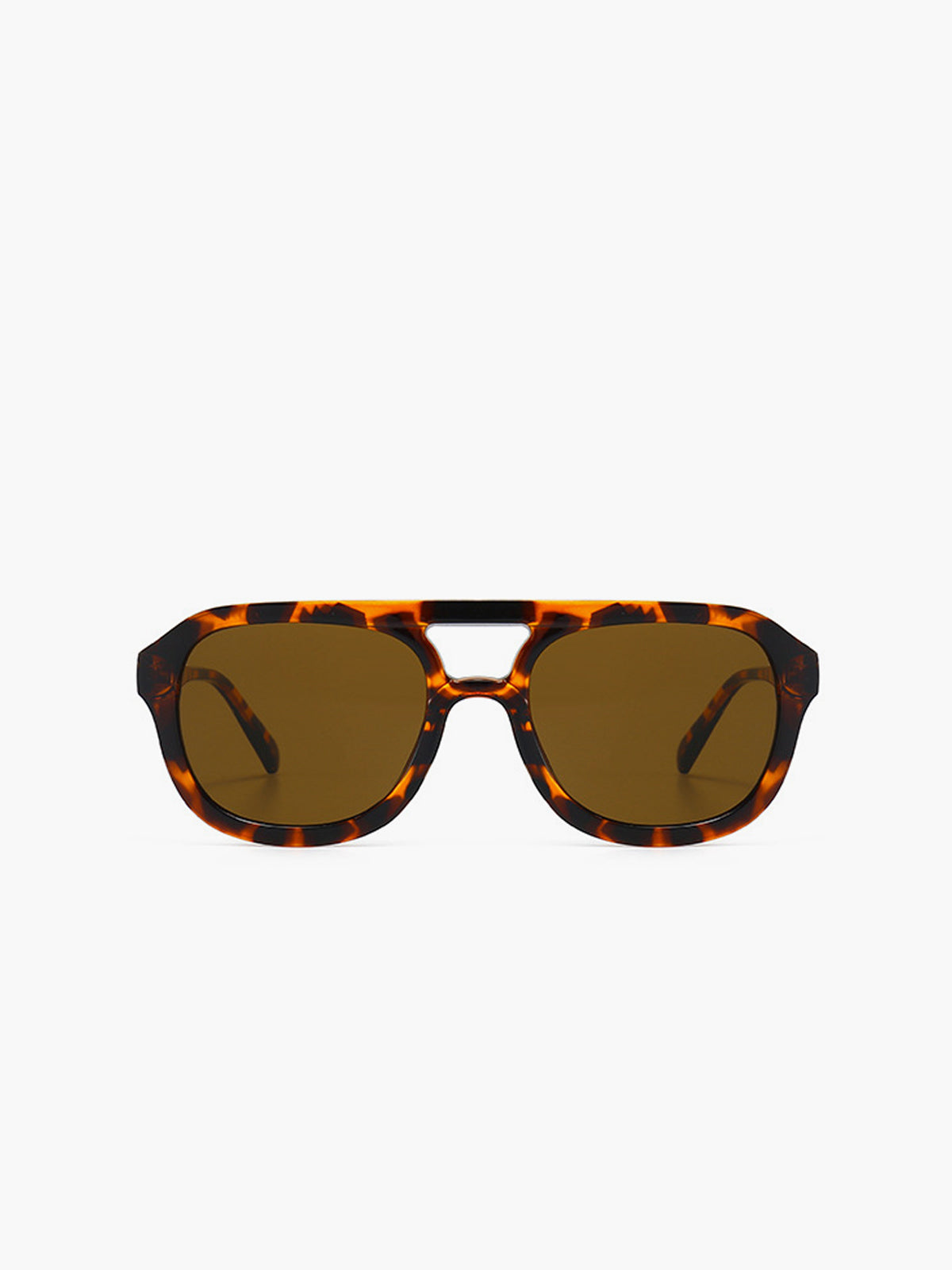 Rechthoekige Zonnebril Dames met Tortoise Montuur en UV400 - Bruin - Maelen