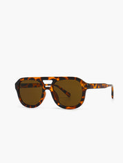Rechthoekige Zonnebril Dames met Tortoise Montuur en UV400 - Bruin - Maelen