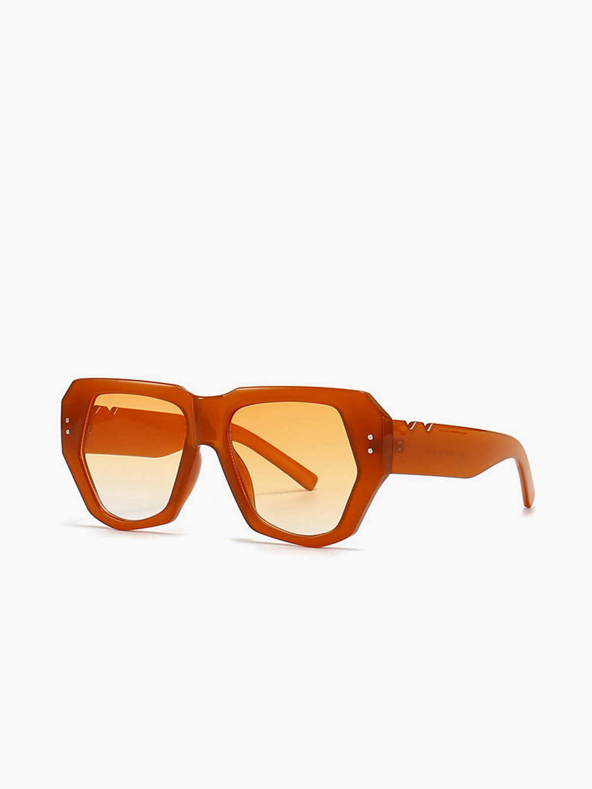 Oversized Zonnebril Dames met Dik Oranje Montuur en UV400 - Oranje - Maelen