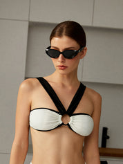 Kleine Cat Eye Zonnebril Dames met Smal Zwart Montuur en UV400 - Zwart - Maelen