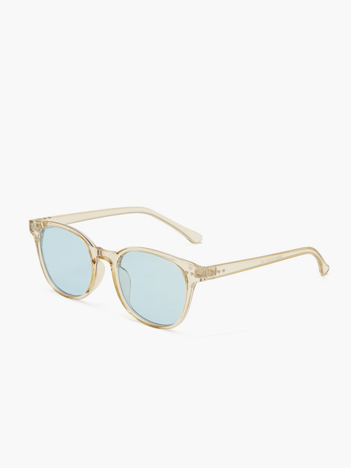 Ronde Zonnebril Dames met Transparant Montuur en Blauwe Glazen en UV400 - Beige - Maelen