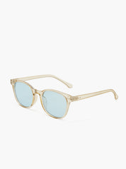 Ronde Zonnebril Dames met Transparant Montuur en Blauwe Glazen en UV400 - Beige - Maelen