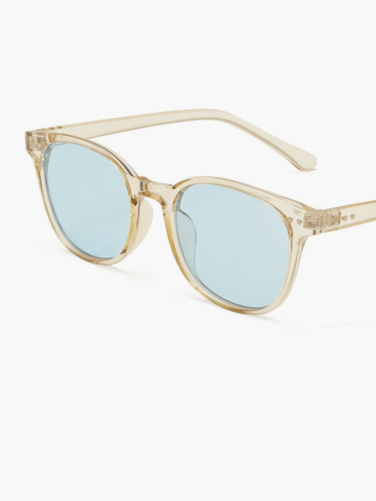 Ronde Zonnebril Dames met Transparant Montuur en Blauwe Glazen en UV400 - Beige - Maelen