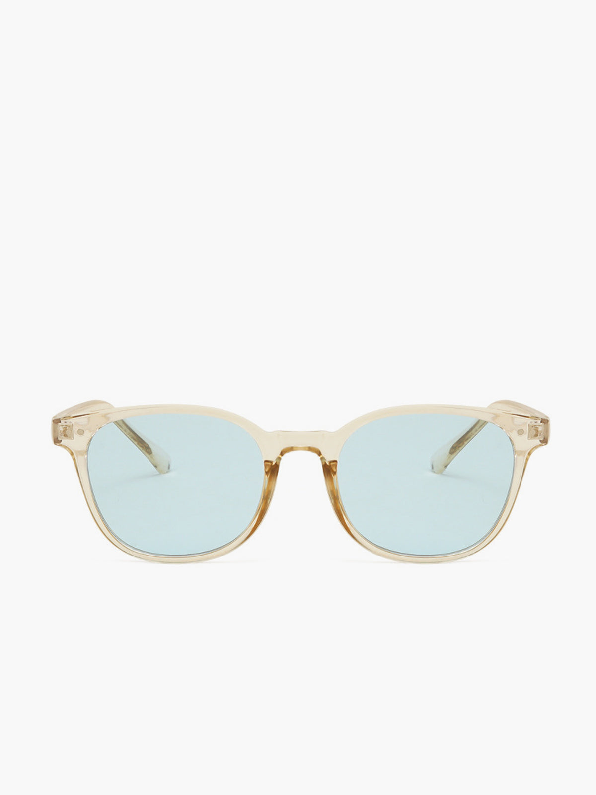 Ronde Zonnebril Dames met Transparant Montuur en Blauwe Glazen en UV400 - Beige - Maelen