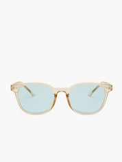 Ronde Zonnebril Dames met Transparant Montuur en Blauwe Glazen en UV400 - Beige - Maelen