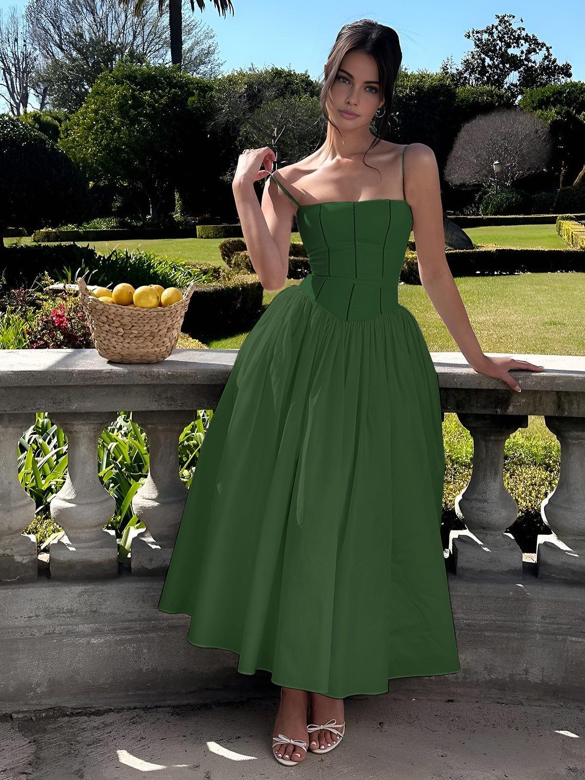 Ainhoa Jurk | Corset Bustier Midi-Jurk met Vloeiende Rok en Elegante Pasvorm