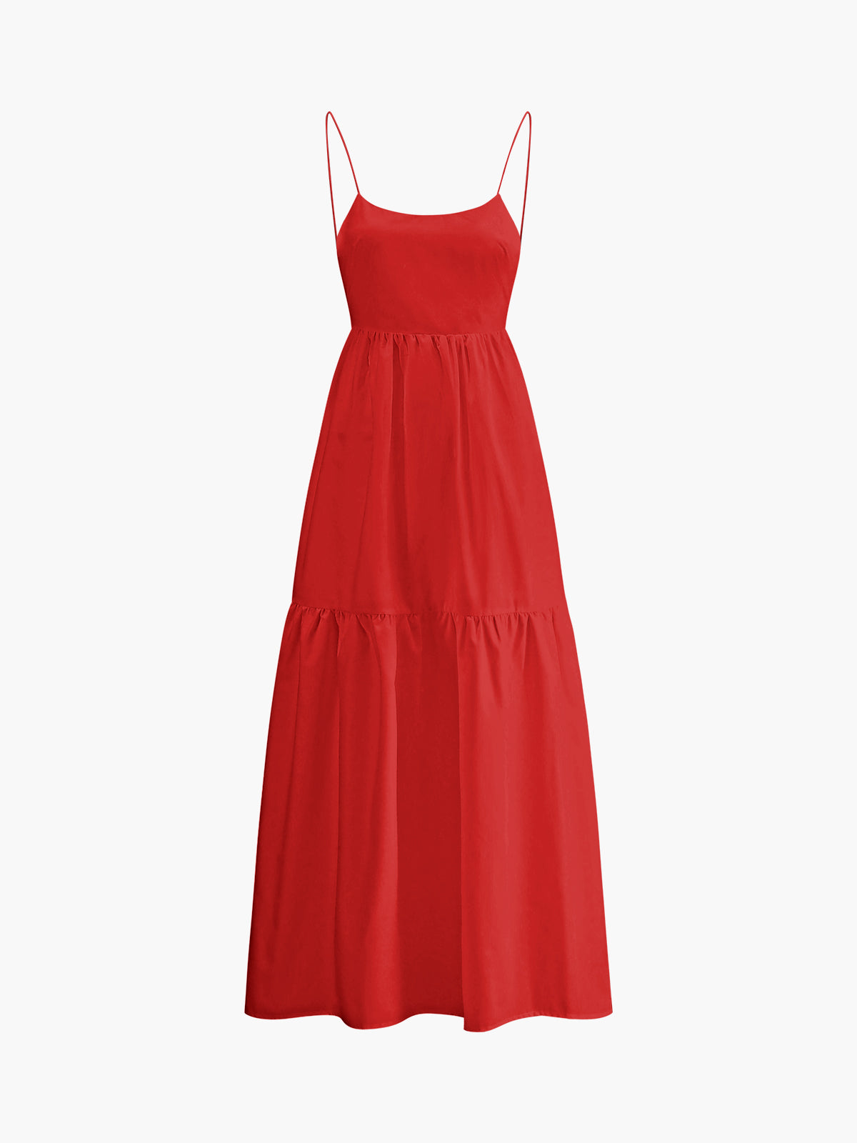 Dames Maxi Jurk Rugdecolleté Effen Geweven Stof - Zwart / Wit / Rood - Maelen