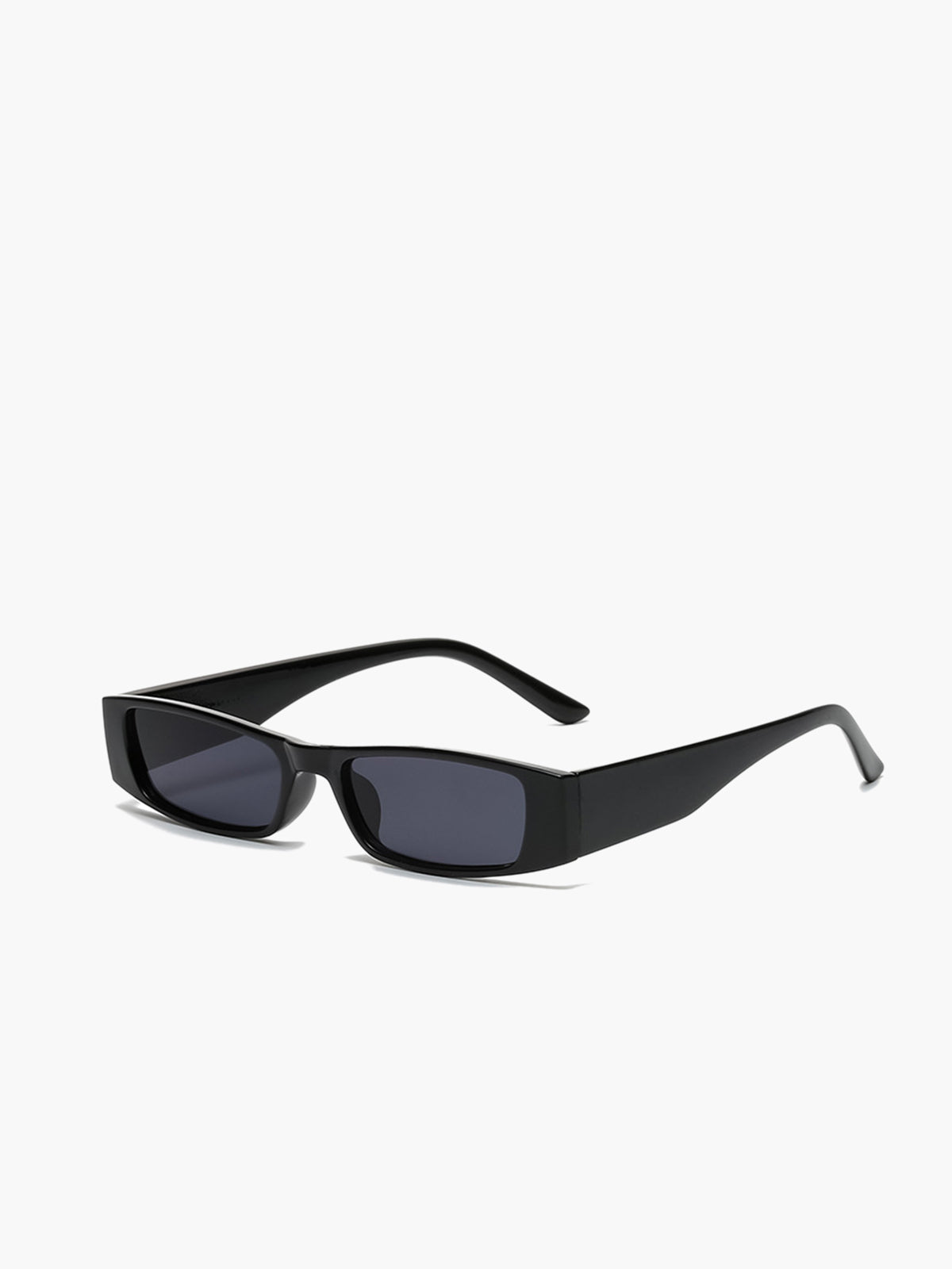 Slanke Zwarte Zonnebril met Rechthoekig Frame, Dames - Maelen