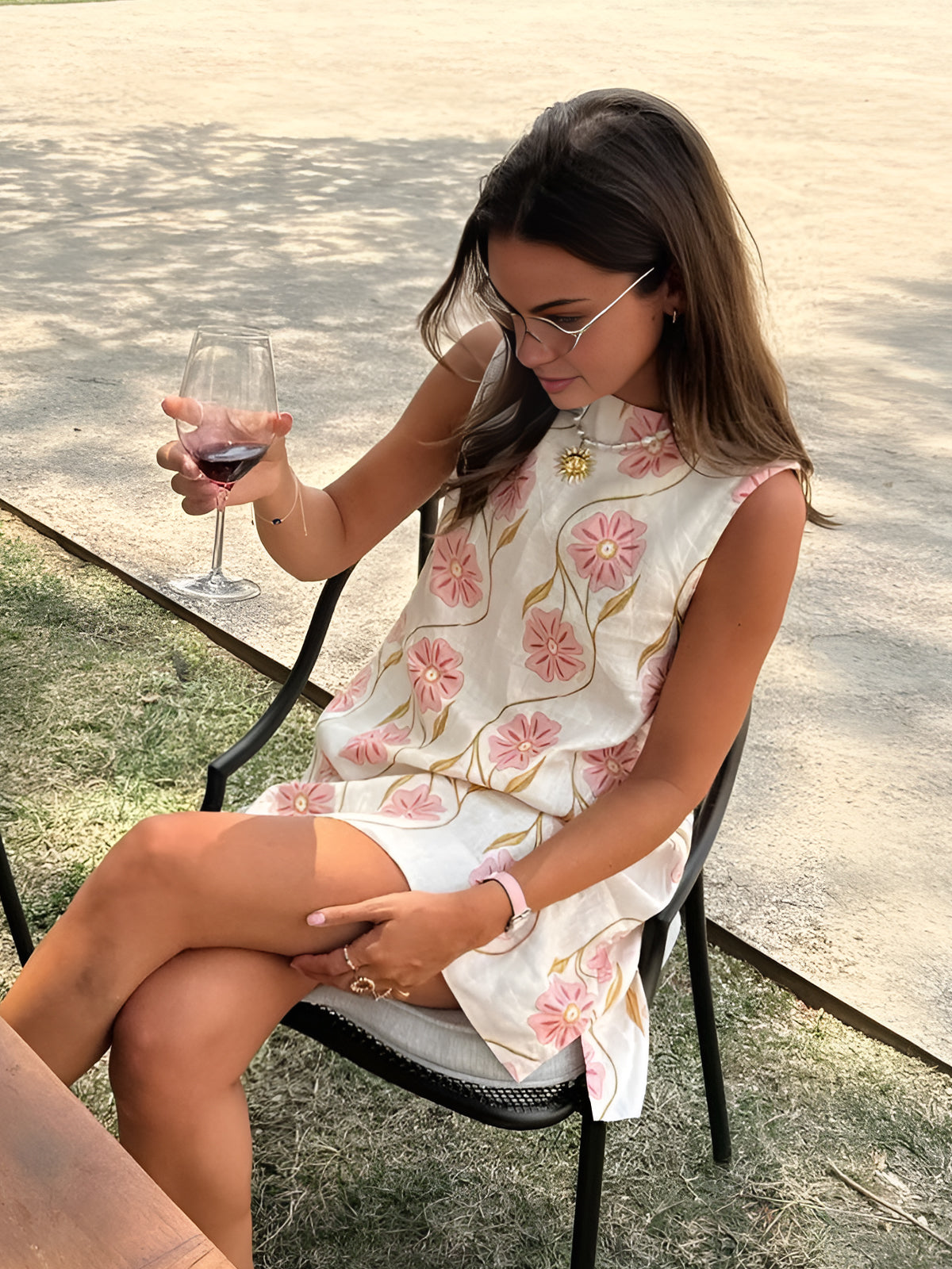 Linnen Korte Zomerjurk met Bloemenprint - Giulia Bellamore