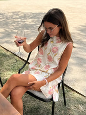 Linnen Korte Zomerjurk met Bloemenprint - Giulia Bellamore