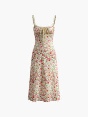 Bloemen Midi Jurk Dames met V-Hals en Smalle Bandjes - Giulia Bellamore