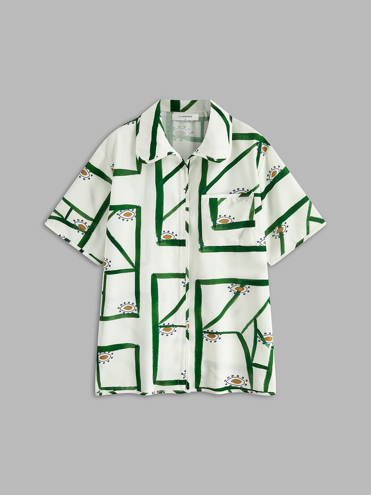 Dames linnen set met blouse en korte broek met print - Valentina Romano