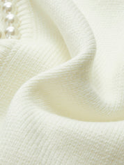 Parel Detail Vest Dames met Gerafelde Zoom | Gebreid Openvallend Vest – Giulia Bellamore
