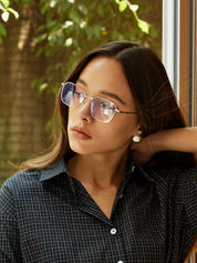 Computerbril Dames met Dun Zilver Metalen Frame en Blauwlichtfilter - Zilver - Maelen