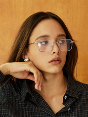 Computerbril Dames met Dun Zilver Metalen Frame en Blauwlichtfilter - Zilver - Maelen