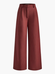 Dames Wide Leg Pantalon Hoge Taille Geweven Stof - Zwart / Wit / Khaki - Maelen