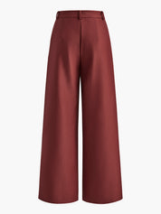 Dames Wide Leg Pantalon Hoge Taille Geweven Stof - Zwart / Wit / Khaki - Maelen