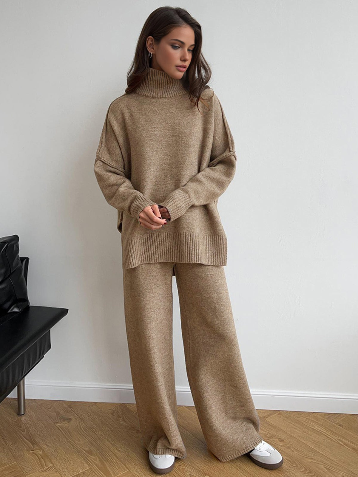 Gebreide Set Dames | Baggy Coltrui en Broek met Stretch - Alessia Fiora