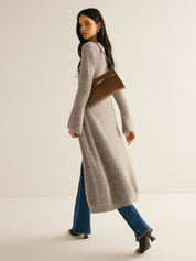 Dames midi sweater jurk met V-hals en split - Valentina Bellamore