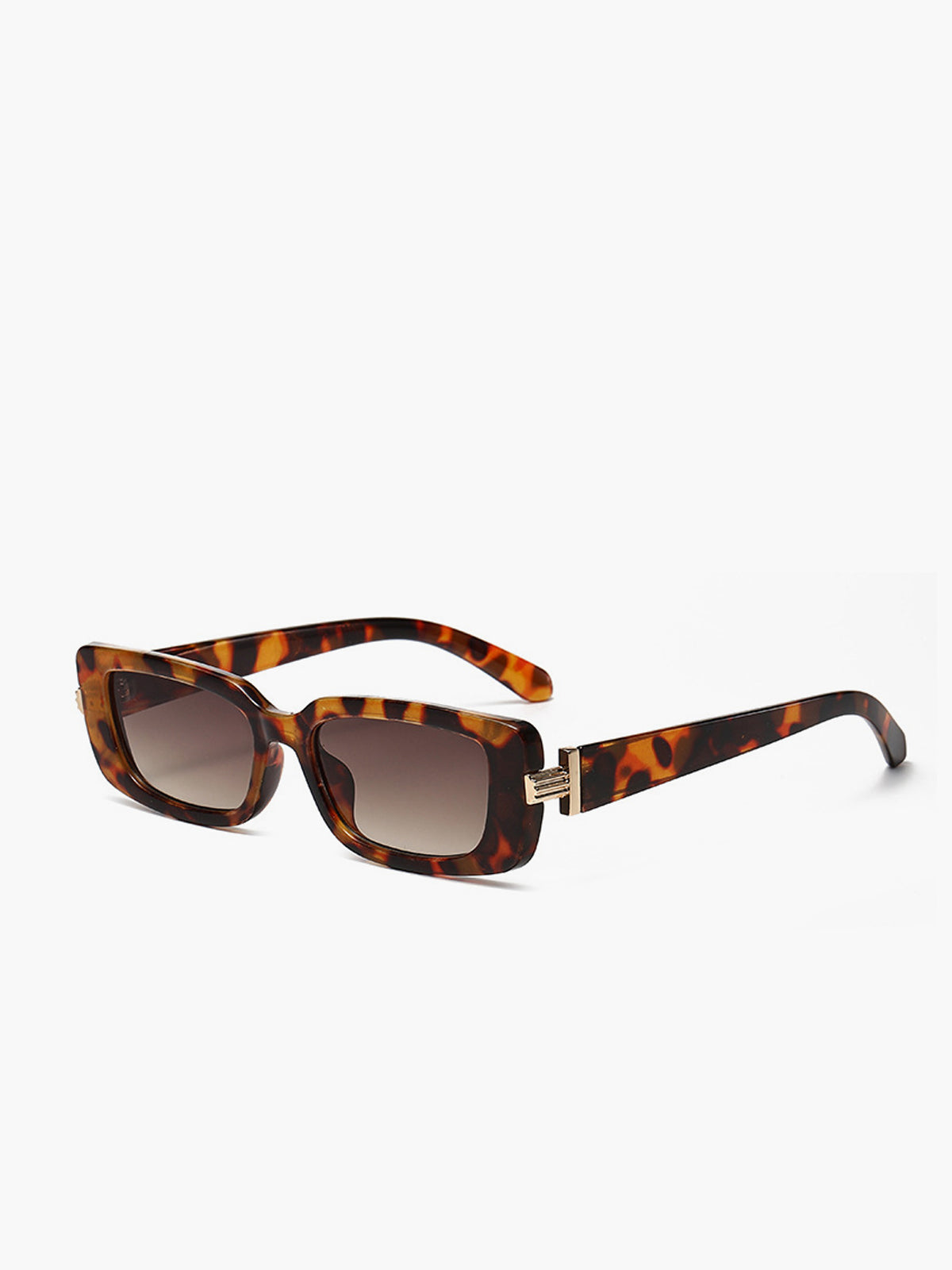 Rechthoekige Zonnebril Dames met Breed Tortoise Montuur en UV400 - Bruin - Maelen