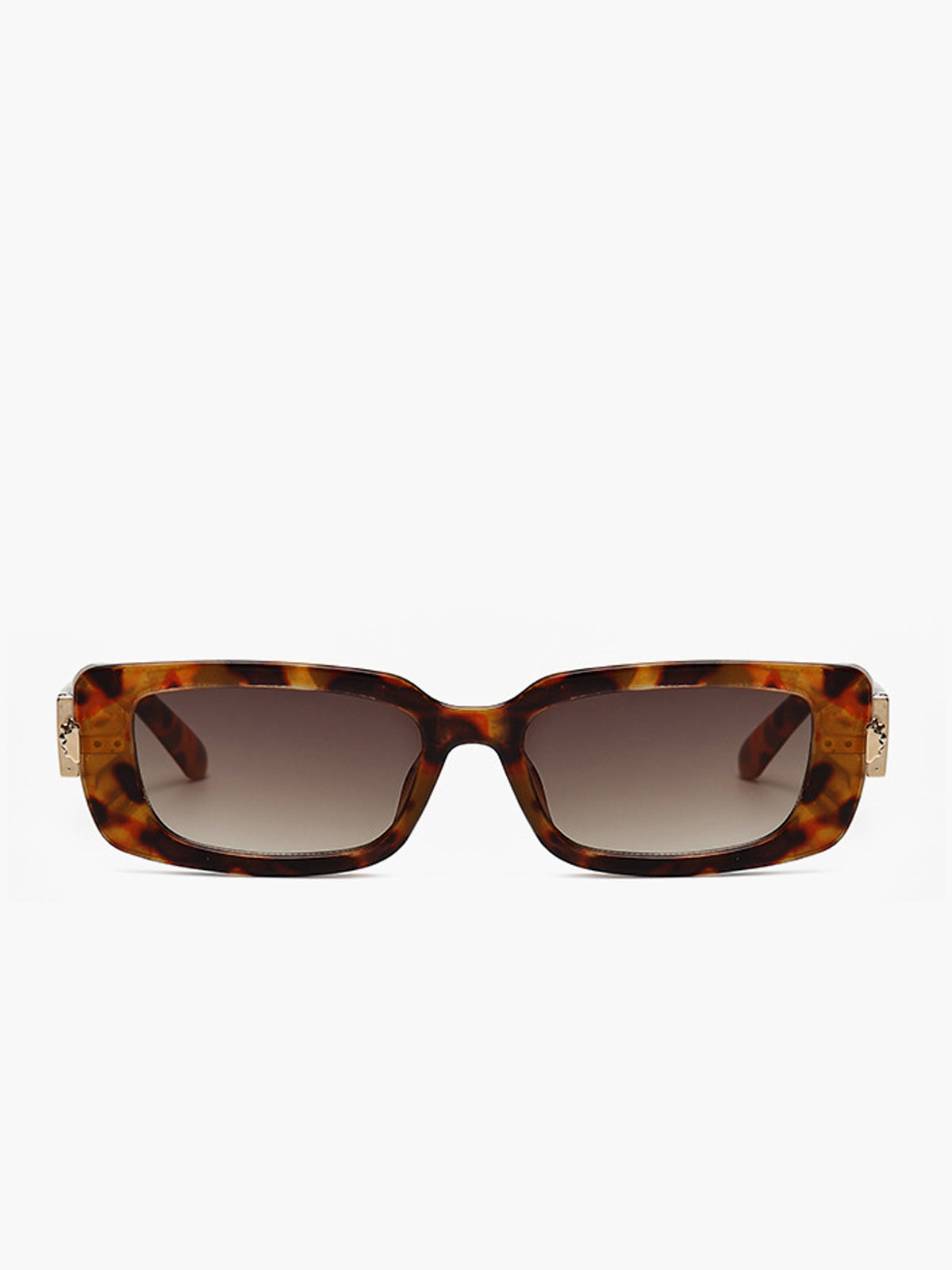 Rechthoekige Zonnebril Dames met Breed Tortoise Montuur en UV400 - Bruin - Maelen