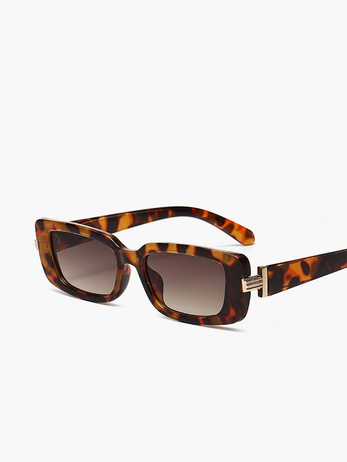 Rechthoekige Zonnebril Dames met Breed Tortoise Montuur en UV400 - Bruin - Maelen
