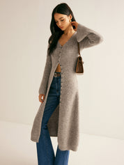 Dames midi sweater jurk met V-hals en split - Valentina Bellamore