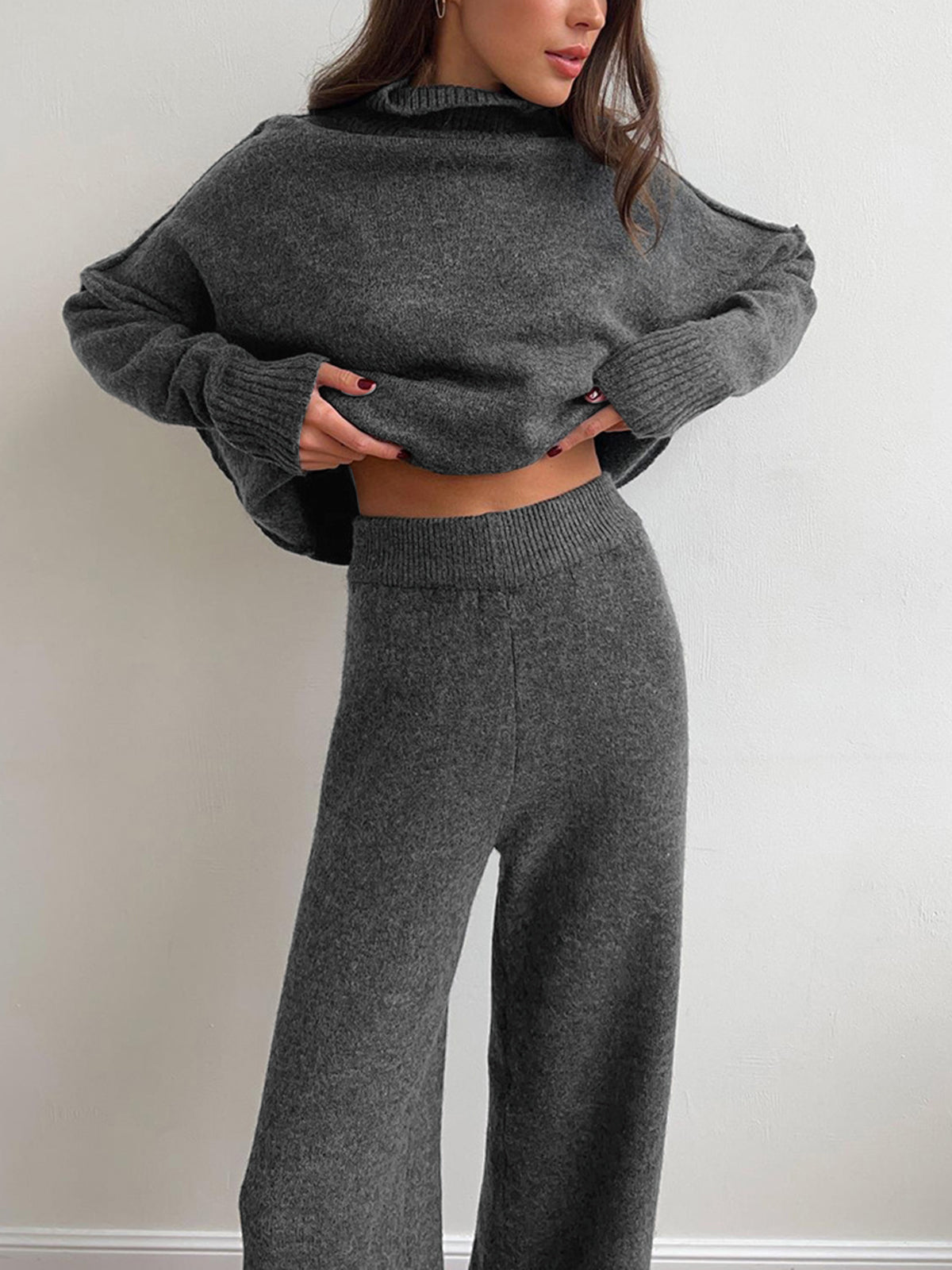 Gebreide Set Dames | Baggy Coltrui en Broek met Stretch - Alessia Fiora