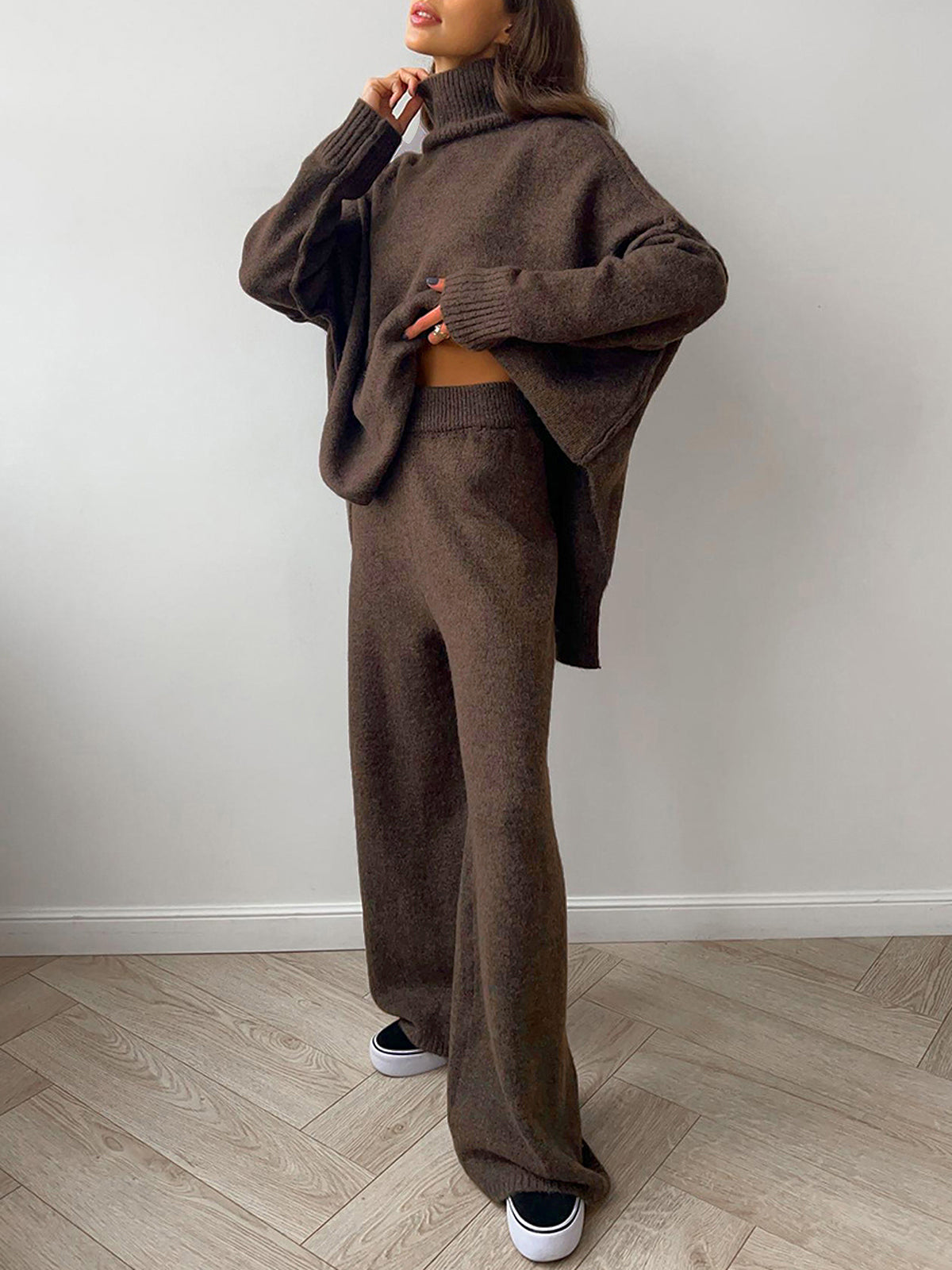 Gebreide Set Dames | Baggy Coltrui en Broek met Stretch - Alessia Fiora