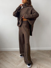Gebreide Set Dames | Baggy Coltrui en Broek met Stretch - Alessia Fiora