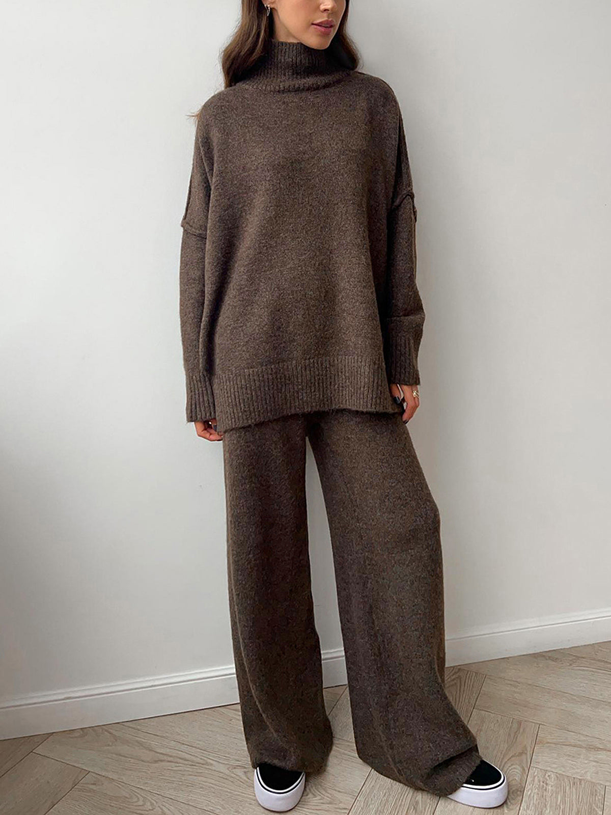 Gebreide Set Dames | Baggy Coltrui en Broek met Stretch - Alessia Fiora