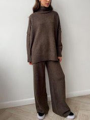 Gebreide Set Dames | Baggy Coltrui en Broek met Stretch - Alessia Fiora