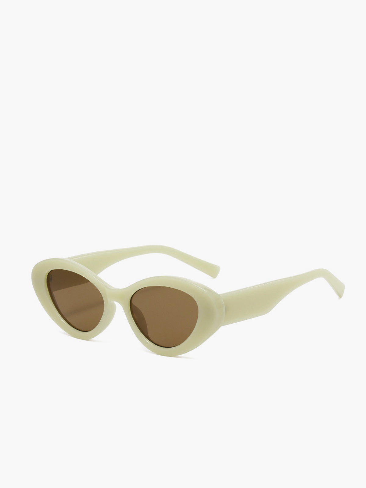 Ovale Cat Eye Zonnebril Dames met Crème Montuur en UV400 - Beige - Maelen