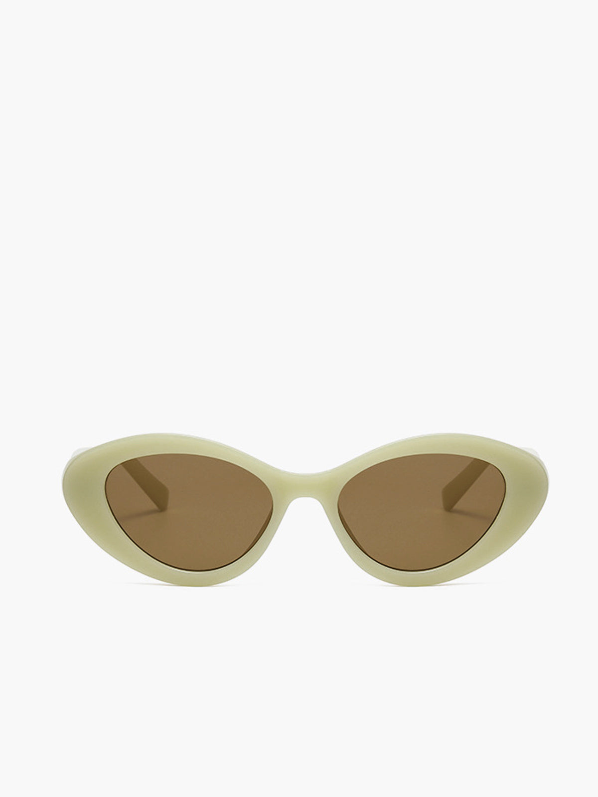 Ovale Cat Eye Zonnebril Dames met Crème Montuur en UV400 - Beige - Maelen