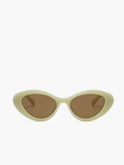 Ovale Cat Eye Zonnebril Dames met Crème Montuur en UV400 - Beige - Maelen