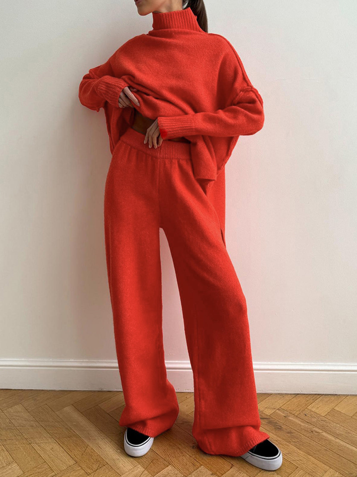 Gebreide Set Dames | Baggy Coltrui en Broek met Stretch - Alessia Fiora