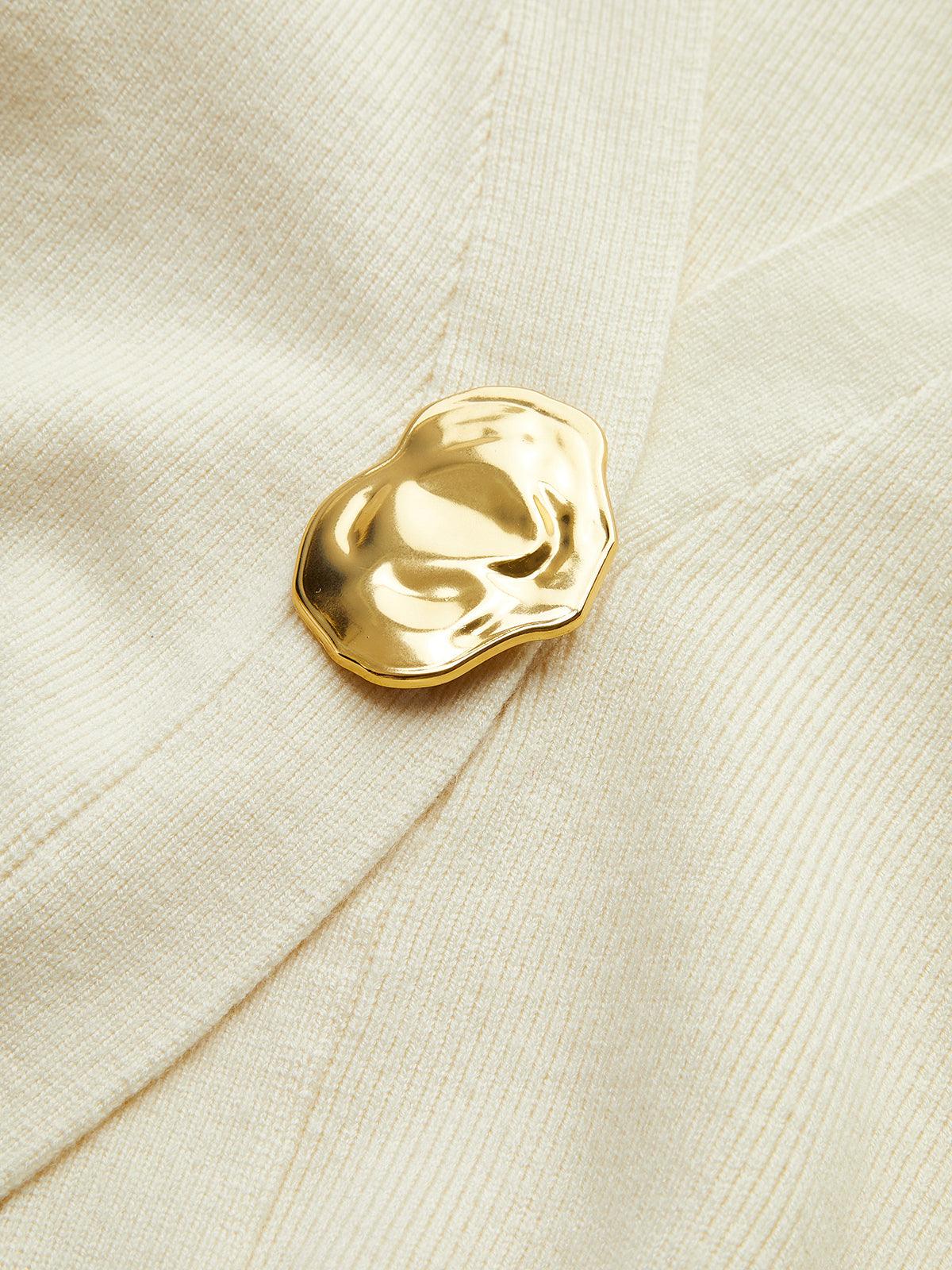 Aisha Vest | Effen Damesvest met Gouden Knoop en Elegante Pasvorm