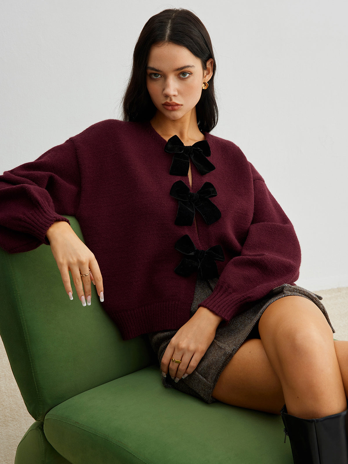 Dames trui met strikdetails en lange mouwen - Valentina Belluci