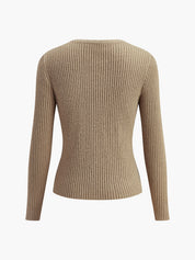 Beige dames fijngebreid vest met knopen en split - Alessia Fiora