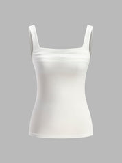 Givana | Zomer Musthave Dames Crop Top met Vierkante Hals - Gedrapeerd, Luchtig en Veelzijdig - Wit / Zwart