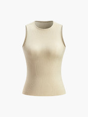 Rio | Dames Slim Fit Basic Tank Top Ribgebreid - Zacht, Elastisch en Tijdloos - Beige / Creme