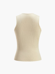 Rio | Dames Slim Fit Basic Tank Top Ribgebreid - Zacht, Elastisch en Tijdloos - Beige / Creme