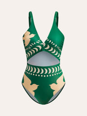 Badpak Dames met Cut-Out en Vogel Print - Alessandra Moretti