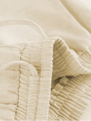 Beige dames linnen set met top en wijde broek - Giulia Bellamore